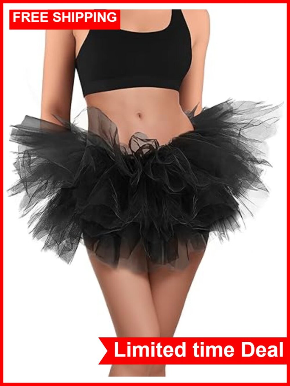 5 Layered Tutu Skirts for Women Adults Ballet Dance Halloween Costume Tulle
